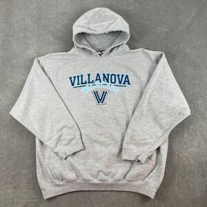 Villanova Wildcats Men Size L Gray Hoodie Pullover Graphic Logo NCAA Basketball